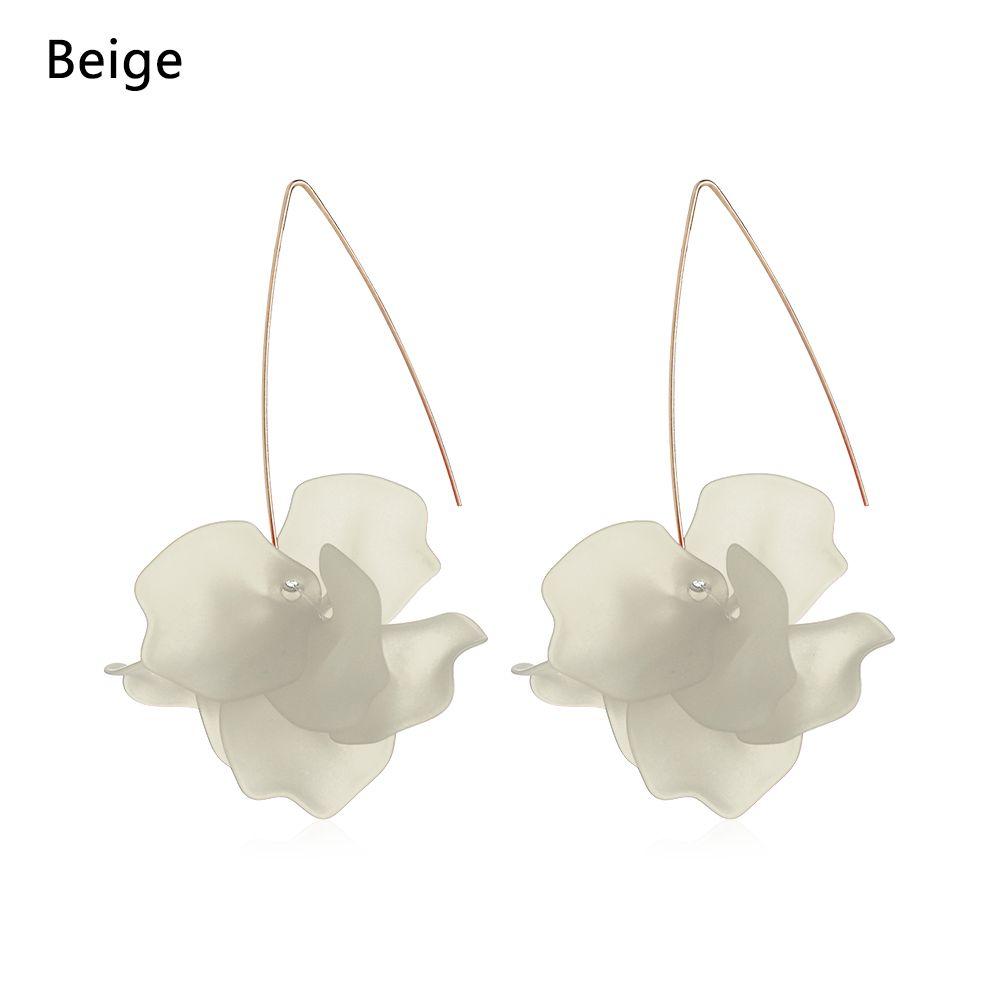 Fashion Women Jewelry Long Drop Bohemia Hook Resin Petal Dangle Stud Flower Earrings