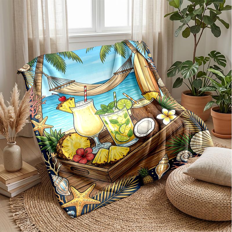 Summer Ice Cream Delight Theme blanket Lightweight Warm Flannel Blanket Decorative Throw Blanket for Home Decoration
