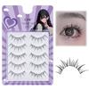 LZM False Eyelashes Natural Bundle False Eyelashes 100% Handmade False Eyelashes Lightweight Black Natural Axis Soft Fiber DIY Reusable 5 Pairs