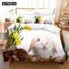 3D The Rabbit 2 комплекта постельного белья Пододеяльник с наволочкой Твин Полный комплект постельного белья Queen King Постельное белье