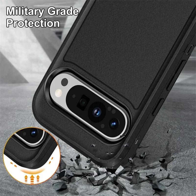 3 в 1 Сверхпрочный защитный чехол с невидимой подставкой для Google Pixel 10 9 Pro XL Armor Ott Box Жесткий Ударопрочный Защитный Чехол