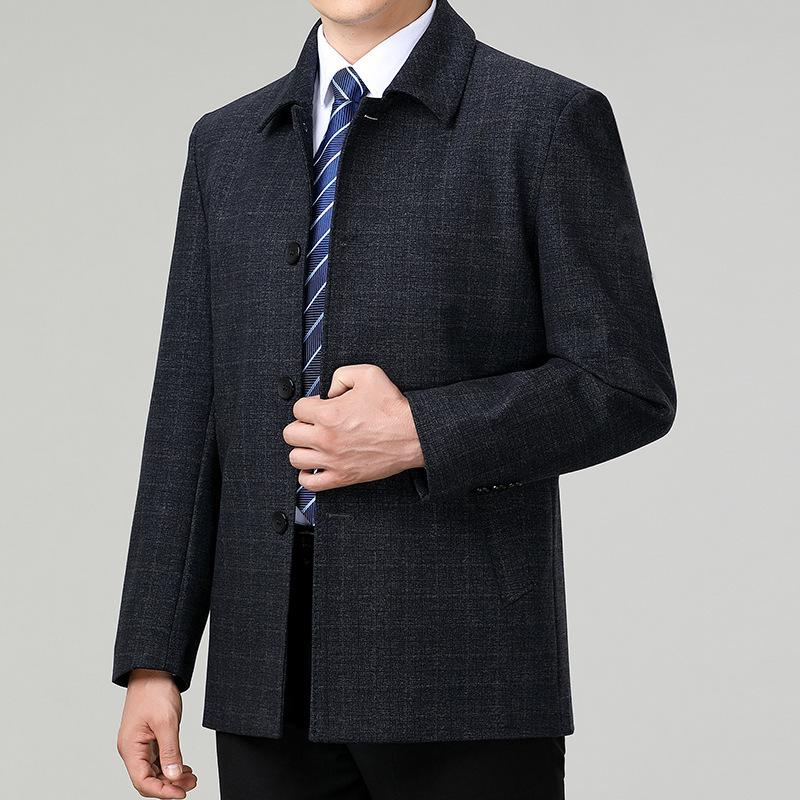 Осень и зима новая повседневная куртка мужская с лацканами для мужчин среднего возраста куртка бизнес-лидера утолщенное пальто мужская ветровка