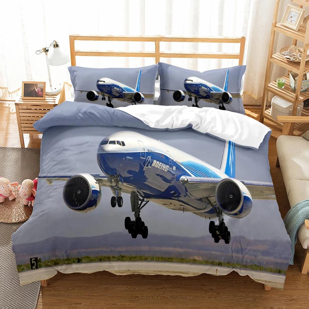 Airplane Blue Sky Printed 3D With Bed Linen Queen Size Bedding For Boys Kids Aircraft Duvet Cover Collection Planes Home Textile De Bedding