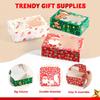 JOYFY 24 PCS Christmas Foil Treats Cookie Gift Boxes Colorful Pattern Bakery Box with Window for Xmas Holiday Birthday Party