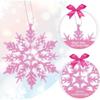 12Pcs/set Pink Glitter Snowflake Ornaments Christmas Decoration Hanging Xmas Tree Pendant for Home Decor Winter Party Supplies