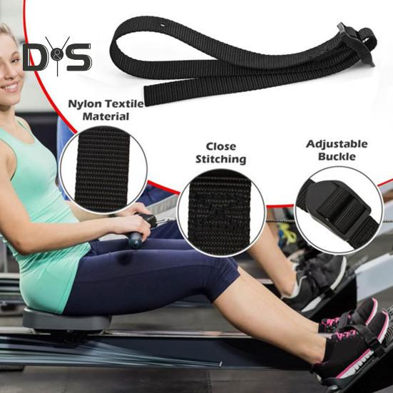 2Pcs Rowing Machine Foot Strap Heavy Duty Adjustable Feet Strap Replacement Multi-functional Fitness Equipment Auxiliary Webbing with Buckle