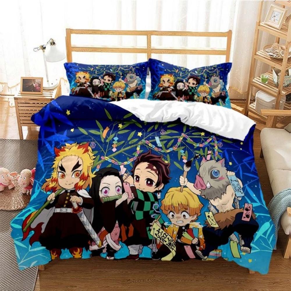 Anime Demon Slayer Bedding Set Japanese Cartoon Bed Linen 200x220 Teens Girls Twin Single Queen King Full Duvet Cover Sets