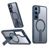 Роскошный Чехол-Подставка для Беспроводной Магнитной Зарядки Magsafe для Samsung S26 S25 S24 S23 Ultra Plus S24 FE Edge Держатель Прозрачная Крышка