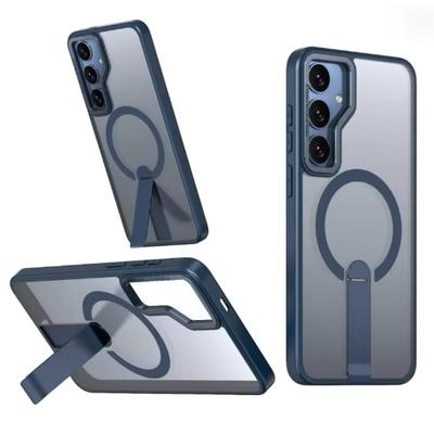 Роскошный Чехол-Подставка для Беспроводной Магнитной Зарядки Magsafe для Samsung S26 S25 S24 S23 Ultra Plus S24 FE Edge Держатель Прозрачная Крышка