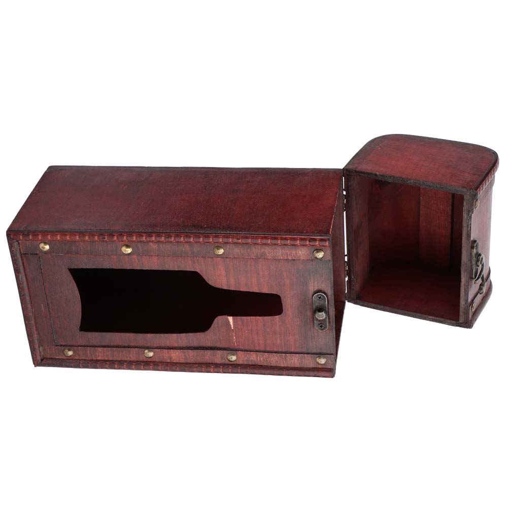 Vintage Single Red Wine Storage Box Portable Wooden Wine Package Gift Box W  Handle
