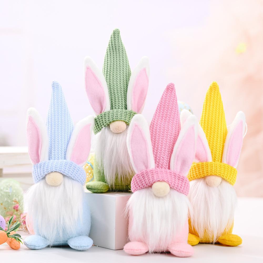 Fabric Easter Bunny Gnome House Accent With Handmade Craft For Seasonal Celebrations