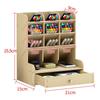 Pen Holder Wooden Storage Box Large Capacity Creative Fashion Multi-Compartmental Pen Holder Office Desktop Storage Shelf