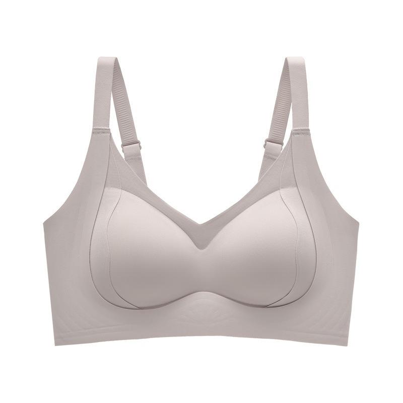 Women Comfortable Seamless Fixed Cup Wireless Gathering Anti Sag Daily Bra