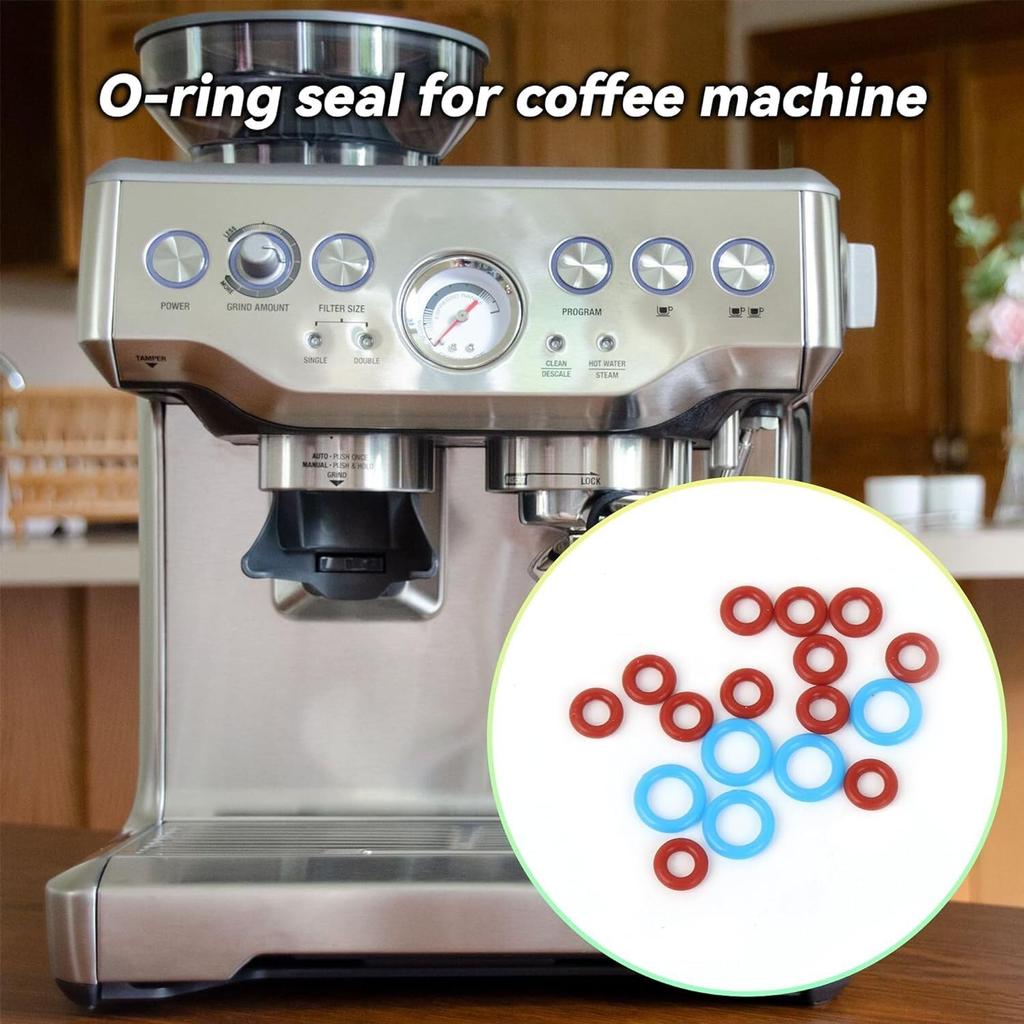 17 Pack Pcs Set O-Rings Seal Kit Fit for Breville Espresso Machines BES900 BES920 BES980 BES990 (5 Pcs Blue Large Size, 12 Pcs Red Small Size)