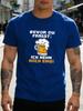 Unisex Navy Crew Neck Tee Gerunisex Beer Mug Text Print Short Sleeve Loose Casual Summer Street Basic Top For Male Daily Wear Outfit