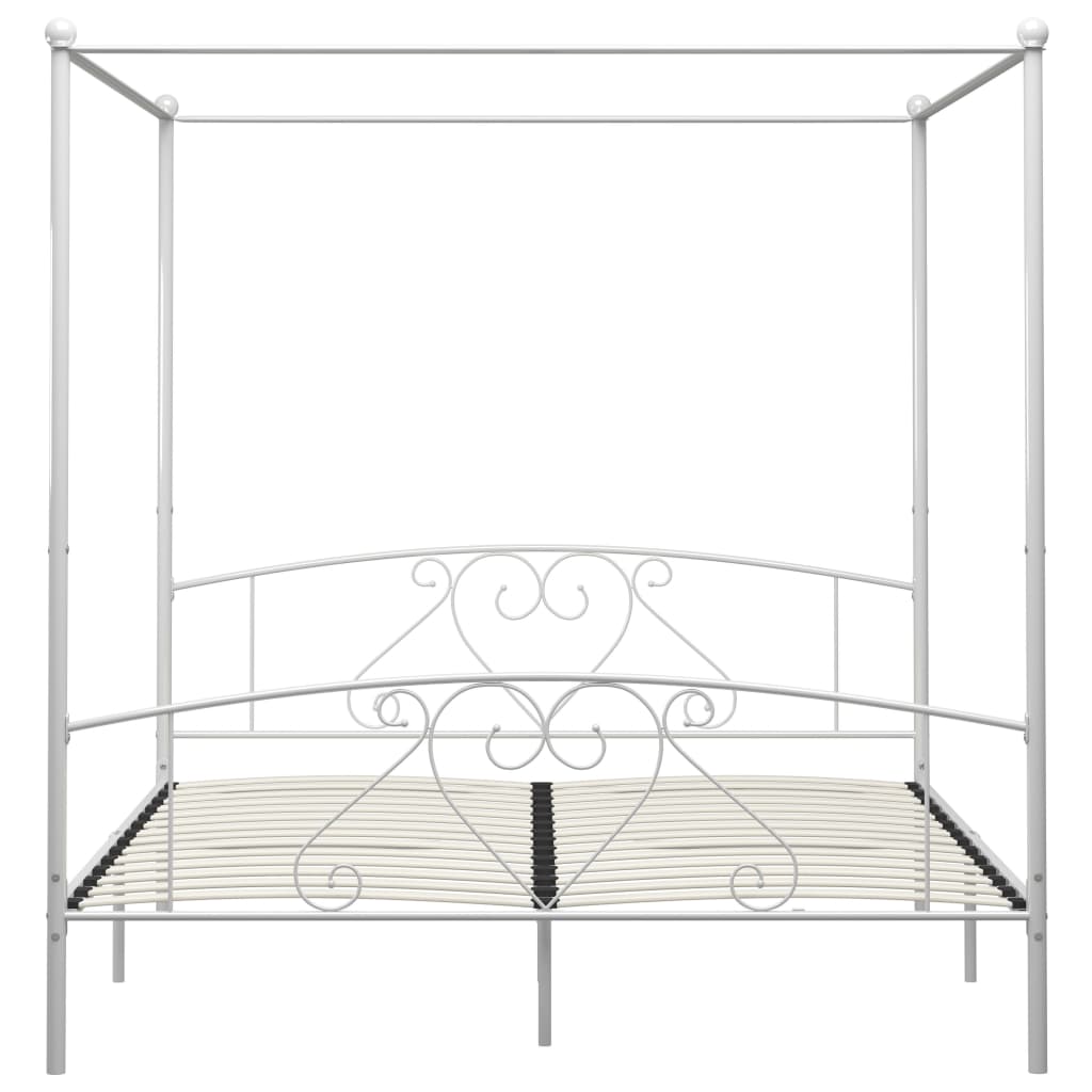 White Metal Canopy Bed Frame 200 x 200 cm