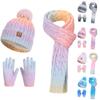Children's Hat, Scarf And Gloves Three-piece Set: Winter Outdoor Fleece-lined Warm Ear-protecting Pom-pom Pullover Knitted Wool Hat