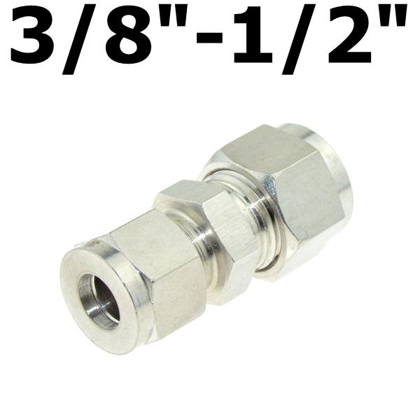 Compressor Fitting Reducer Union 1/8" 1/4" 1/2" 6mm 8mm 10mm 12mm OD Pipe Ferrule Tube Coupler Connector Stainless Steel 304