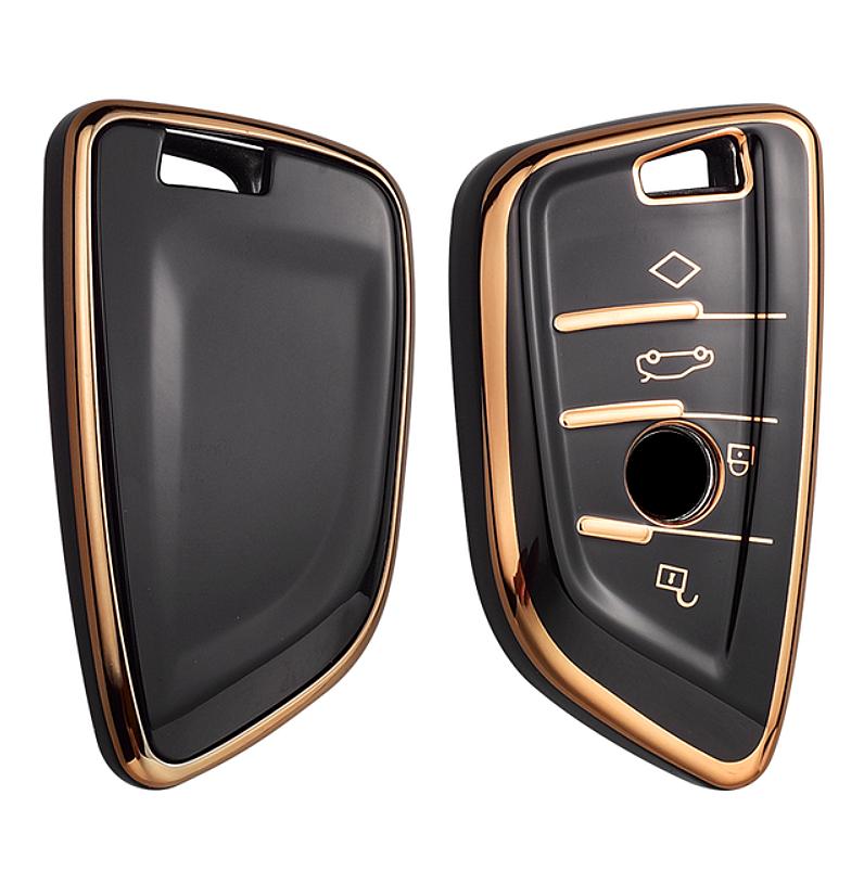 Чехол для ключей автомобиля из ТПУ с золотым краем, брелок для BMW X3 X5 X6 F30 F34 F10 F20 G20 G30 G01 G02 G05 F15 F16 1 3 5 7 серии