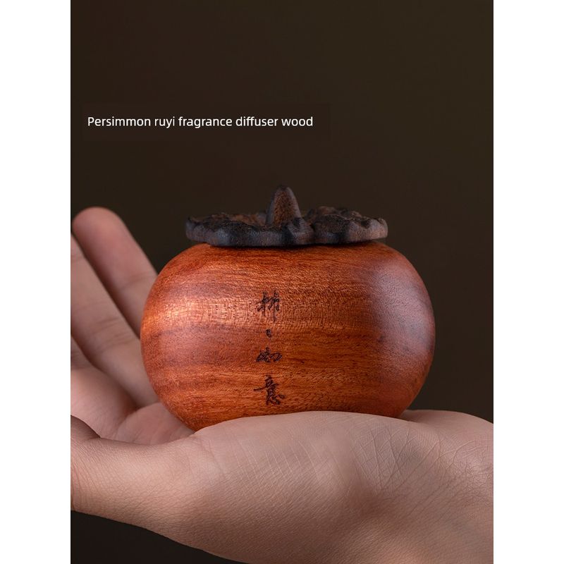 Persimmon-Shaped Aroma Diffuser with Essential Oils, Wooden Diffuser for Bedroom, Aroma Stone Ornament, Car Diffuser Wood