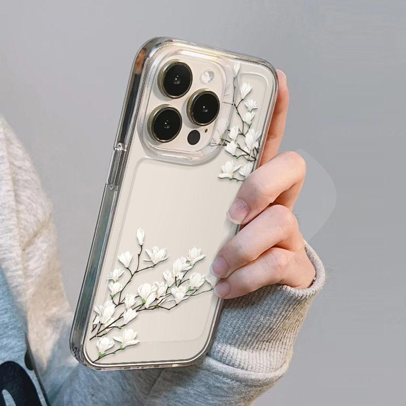 Ins цветок подходит для чехла на телефон iPhone15 14pro Apple 13 прозрачный 12 женский xsmaxxr защита от отпечатков пальцев