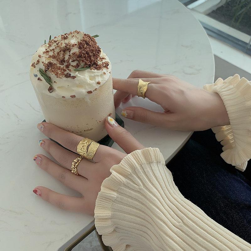 ANENJERY Полые нерегулярные геометрические кольца для женщин и мужчин, золотые ювелирные изделия на день рождения, подарки