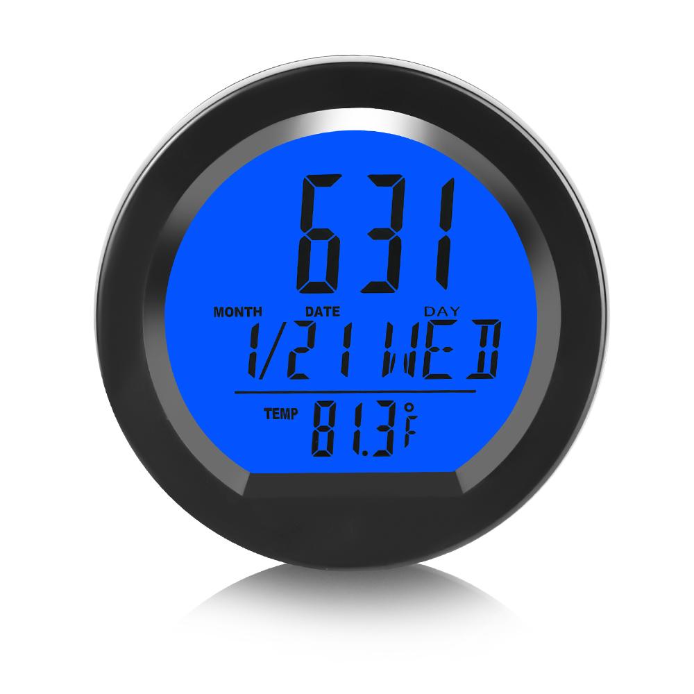 Solar Car Clocks Dashboard Thermometer Automotive Electronic Watch Led Digital DisplayTime with Back Luminous Car Accessories