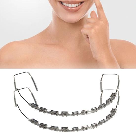 Temporary Tooth Decoration with Metal Wires Brackets Orthodontic Ligatures Orthodontists Explain Dental Students Practice Props