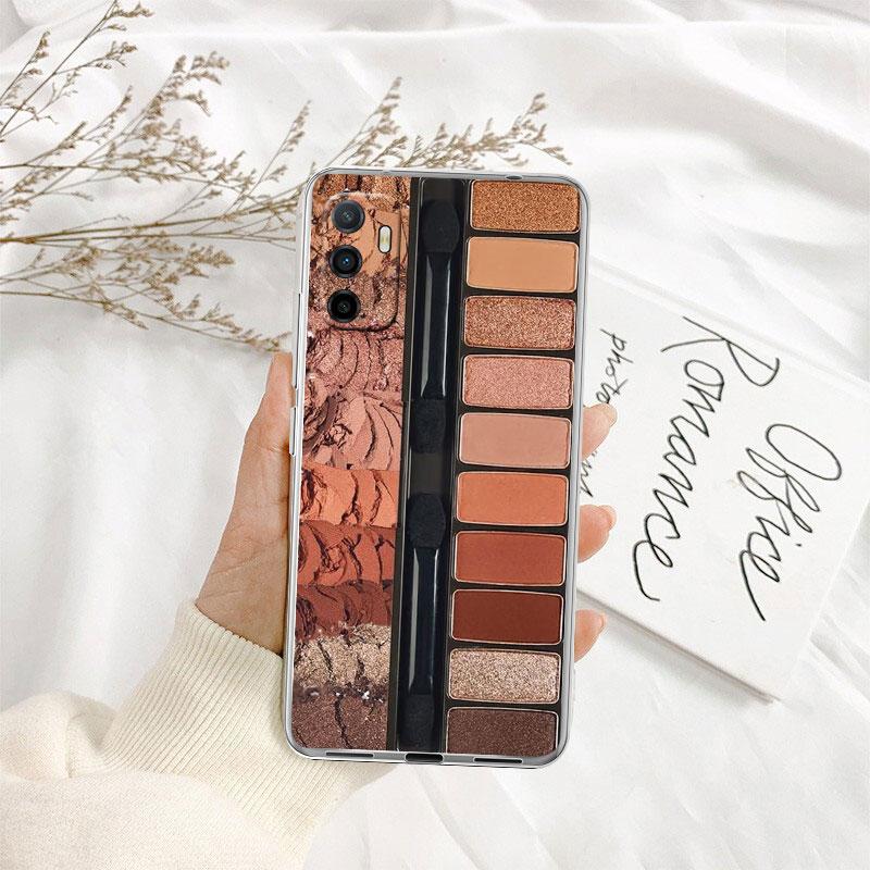 Cosmetics Eyeshadow Palettes Transparent Phone Case for Samsung Galaxy A04 A04S A14 A23 A34 A54 M23 M33 M52 M53