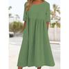 Women's Summer Solid Color Round Neck Half Sleeve Casual Long Solid Color Dress