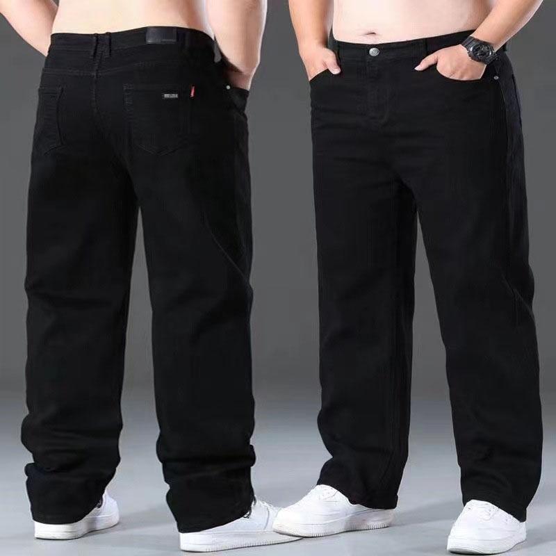 Мужские повседневные тонкие свободные прямые джинсы большого размера