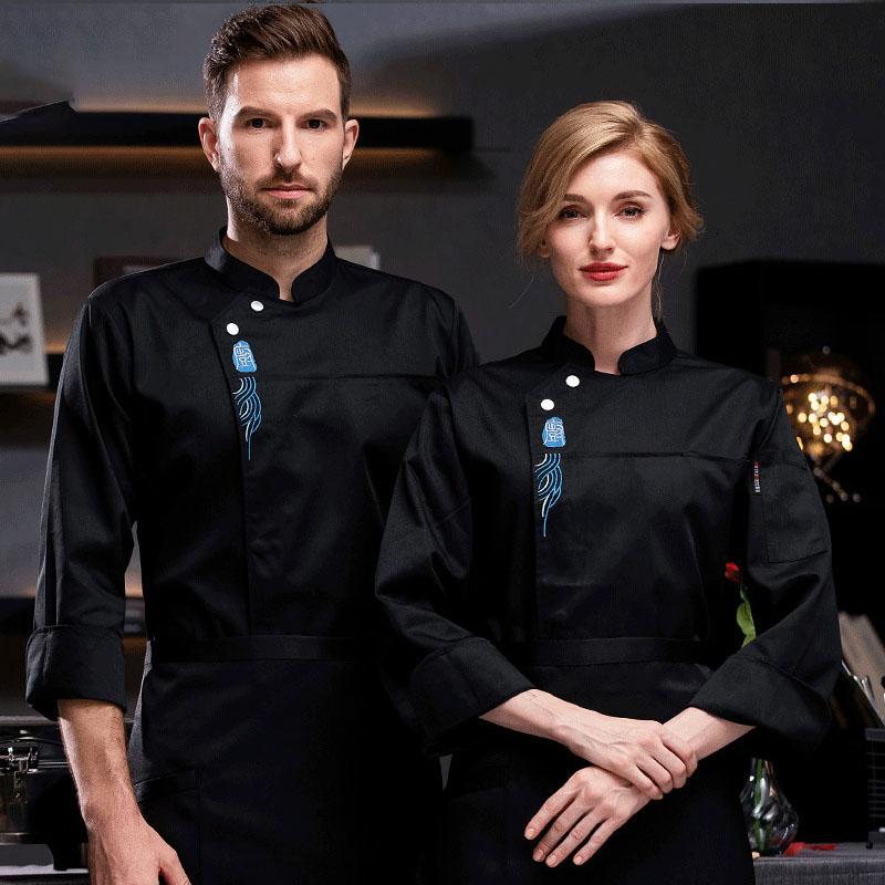 Куртка шеф-повара с длинными рукавами для мужчин и женщин, униформа официанта в ресторане, пальто для кухни, унисекс, одежда для выпечки