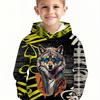 3D Digital Print Wolf Pattern Hooded Sweatshirt for Boys - Graffiti Streetwear, Spring Autumn Casual Wear
