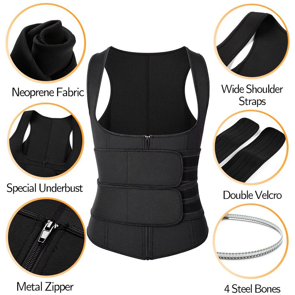 Men Waist Trainer Sweat Vest Corset Sauna Suit Slimming Body Shaper Workout Tank Tops Tummy Control Shapewear Compression Shirt