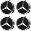 4 шт. Колпачки на центр колеса для Mercedes Benz, 75 мм/2,95 дюйма, АБС-пластик, Колпаки на ступицу колеса автомобиля (черный)