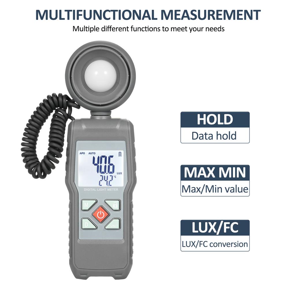 Люксметр Цифровой измеритель освещенности Ручной прибор для измерения температуры окружающей среды, диапазон вверх
