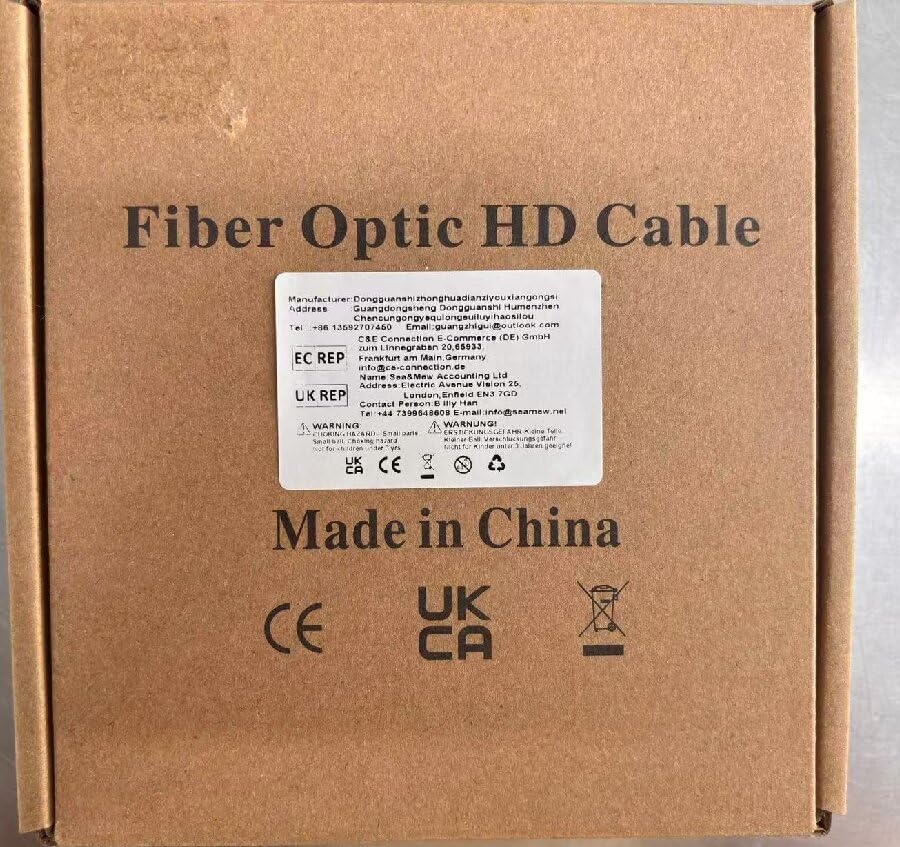 Twozoh Оптический HDMI-кабель, 15 м, Оптический HDMI-шнур 4K, Поддерживает 4K@60 Гц/18 Гбит/с