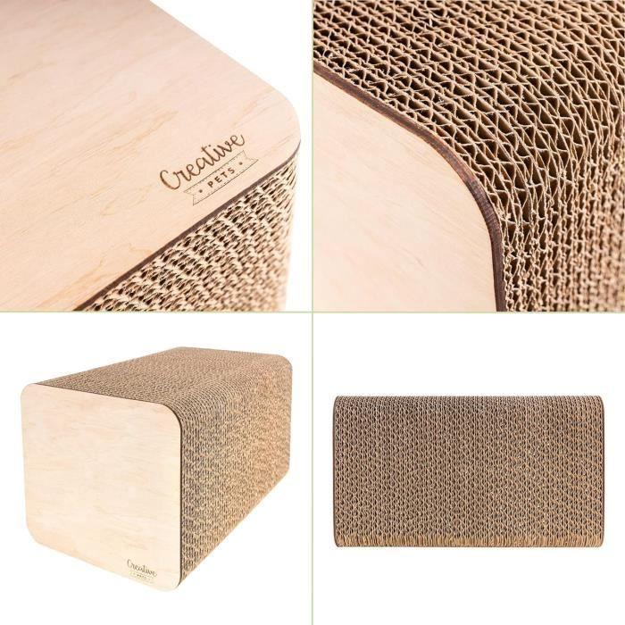 Griffoir pour Chat - CREATIVE PETS - 37 x 21 x 21 cm - Carton Ondulé - Protège Meubles - Durable
