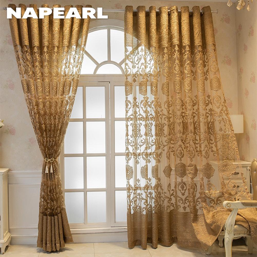 1 шт. NAPEARL, жаккардовые шторы в европейском стиле, коричневые тюлевые шторы для гостиной, спальни, домашний декор