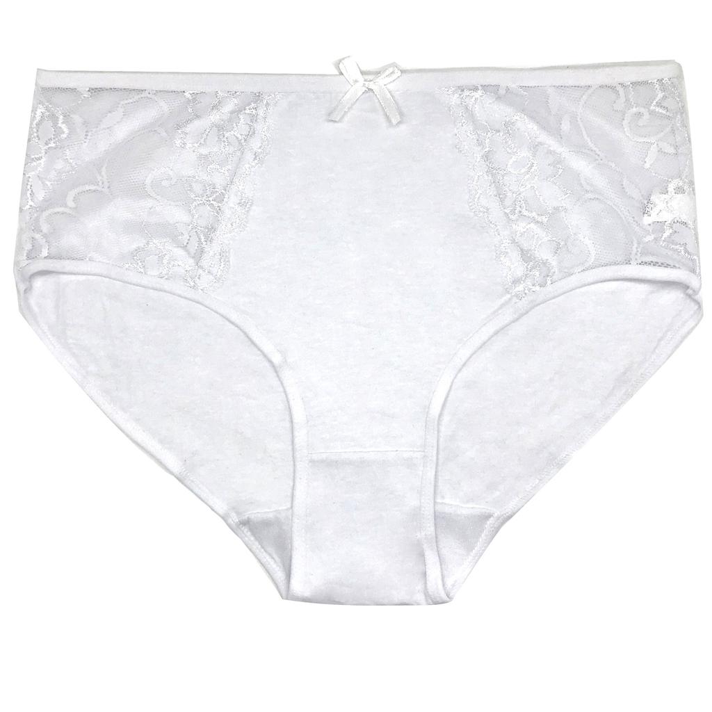 Plus Size Cotton Panties Sexy Lace Patchwork Women Underwear Solid Mid Waist Briefs 2XL-4XL 6 Pcs/set