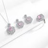 Pink Diamond Zircon Flower Niche Light Luxury Ring Pendant Earrings Temperament Set Titanium Steel Necklace