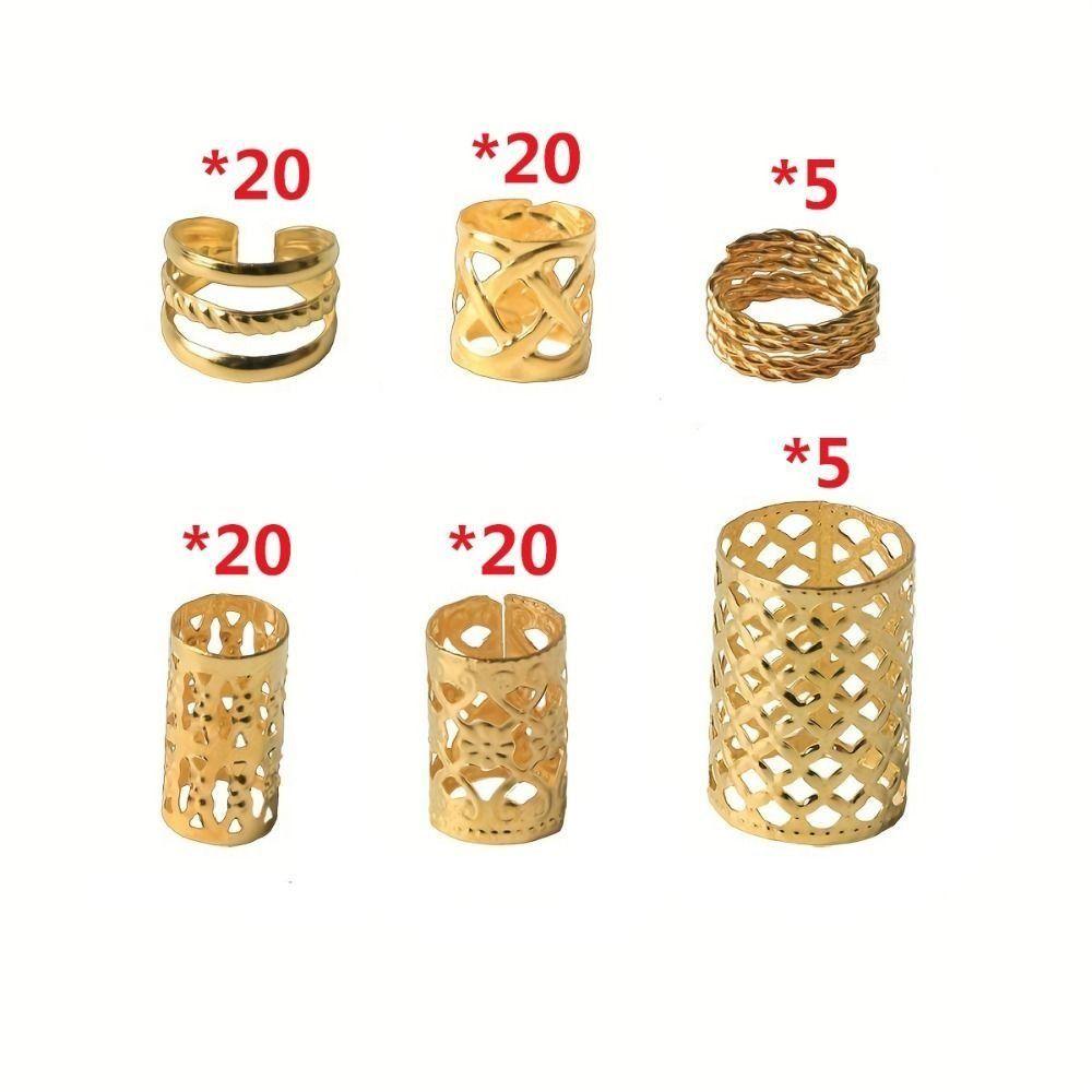 90 шт., плетение волос, полые кольца для волос, металлические зажимы для волос, трубочки для косичек, дреды, бусины, декор