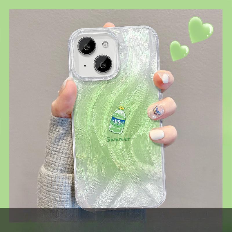 Подходит для Apple 15 Перьевая пряжа Чехол для мобильного телефона Летний Iphone14 Xiaoxin Напитки Сода Невидимая подставка 13 Милый мультяшный