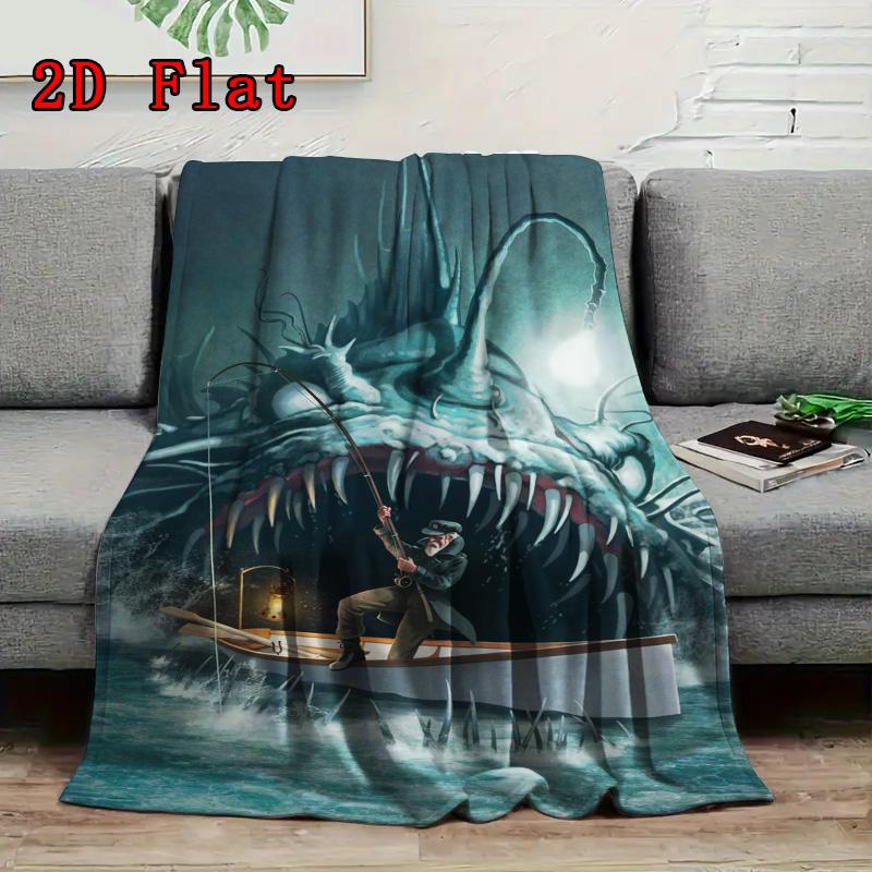 Terrifying piranha 2D Flat Pattern Flannel Blanket High quality All Seasons Warmth and Comfort Perfect for Christmas Gifts.MMT0918483