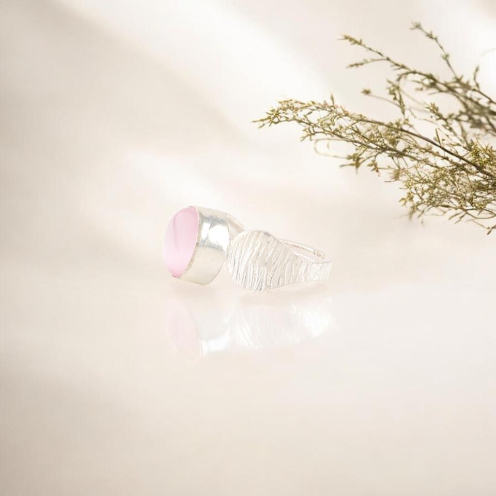 Pink Cat's Eye Gemstone 925 Sterling Silver Jewelry Handmade Ring Gift For Her RR-1-41
