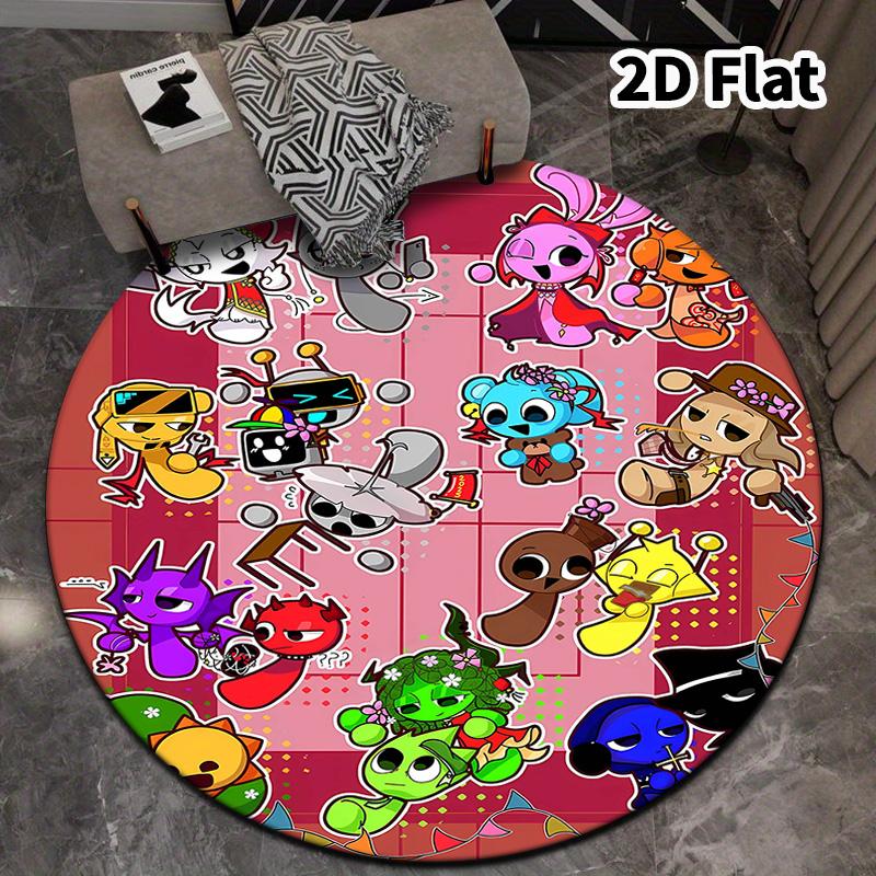 Sprunki Round Area Rug Carpet Rug For Living Room Bedroom Sofa Playroom Decor Nonslip Floor Mat