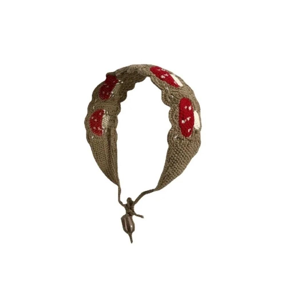 Knit Fabric Crochet Hair Bands Cartoon Design Hair Scarf Mushroom Hair Bands Holiday Season