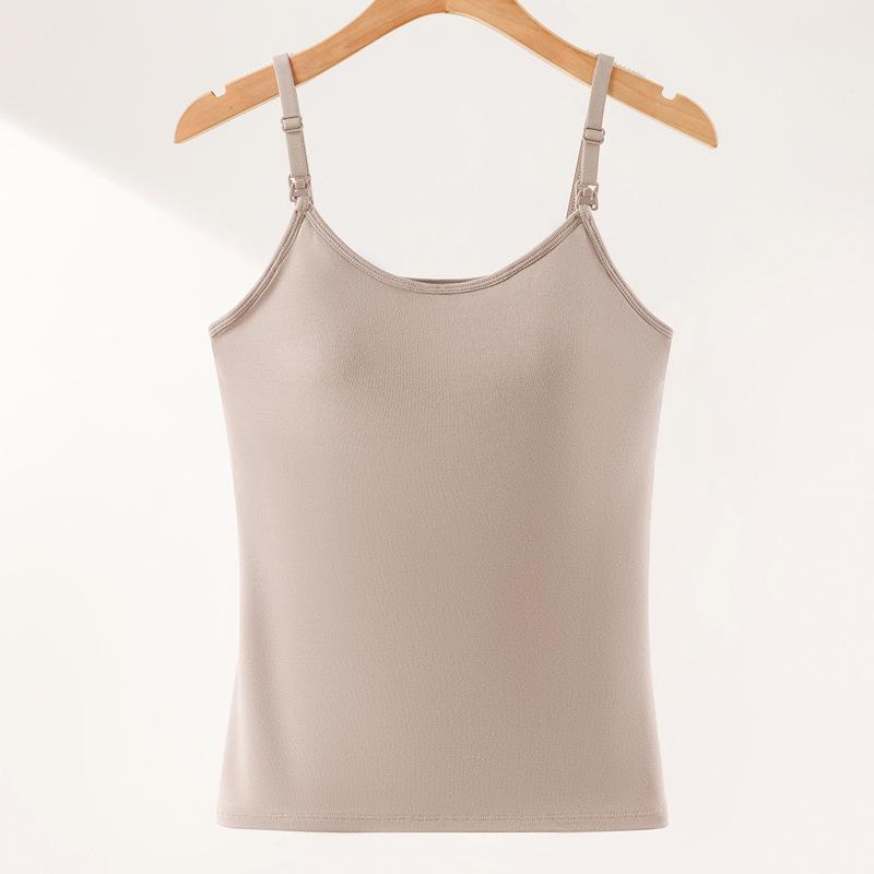 Large Warm Postpartum Nursing Vest with Chest Pad, Front Buckle, Velvet-Lined for Cold Protection, Bra-Free Design