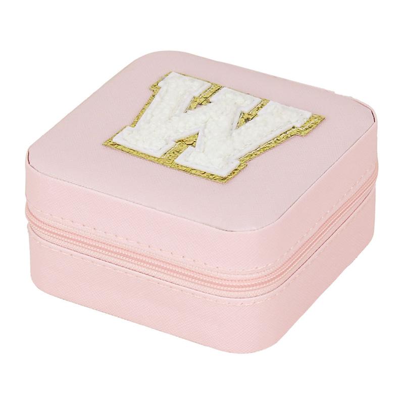 1PC Personalized Portable Jewelry Box for Women Girls Jewelry Case Small Jewelry Storage Pink Initial Letter