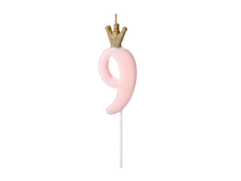 Birthday Candle Number 9 with Crown, Light